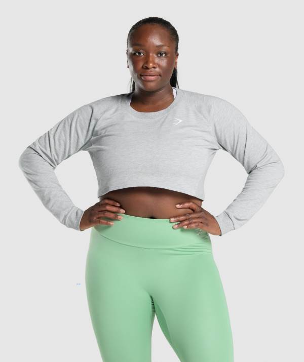 Damske Mikiny Gymshark Training Cropped Sweater Svetlo Siva | JP7065892